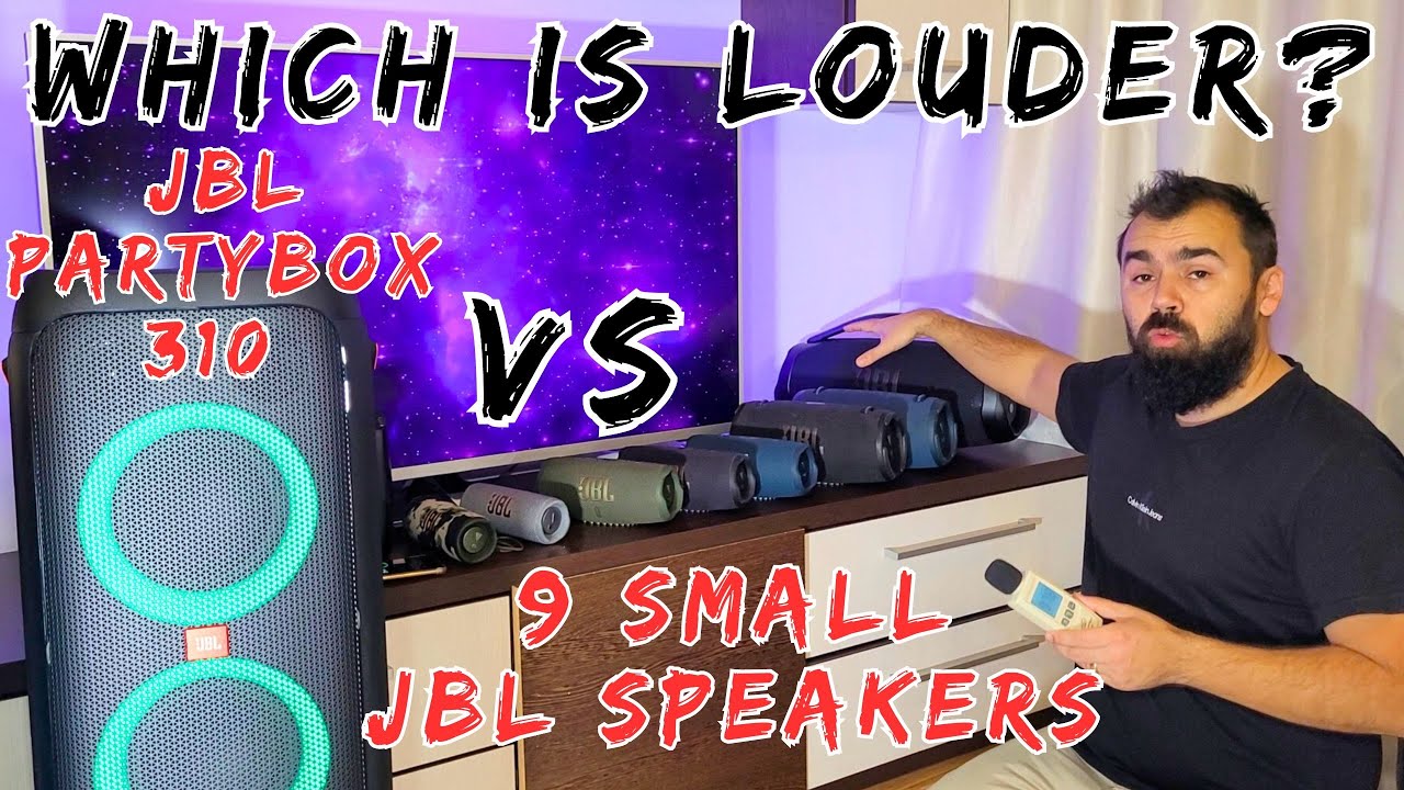 JBL Partybox 310 VS 9 small speakers - JBL Boombox 3 JBL Xtreme 3 JBL Charge 5 JBL Flip 6 JBL Pulse5