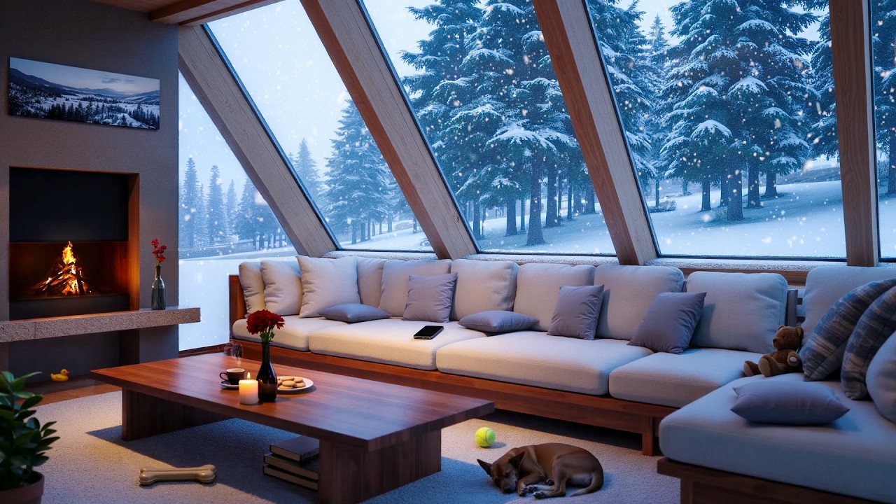 Cozy Winter Piano & Fireplace | Snow Falling for Anxiety Without Reason – Safe Calm Release