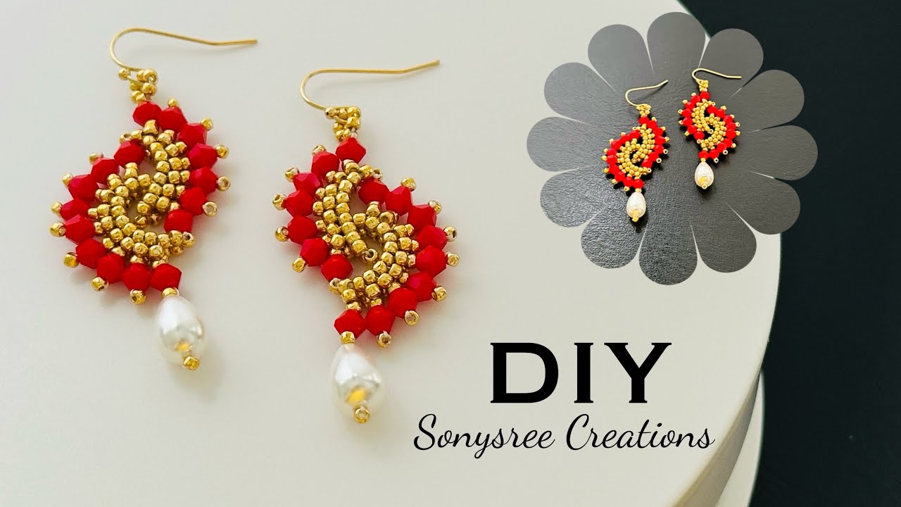 Christmas Special Earrings || DIY Beaded Earrings