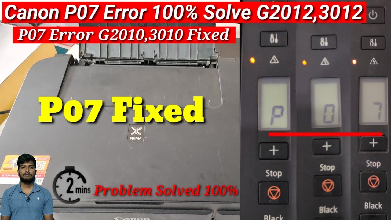 Canon P07 Error Fixed G2012 G3012 G2010 G3010