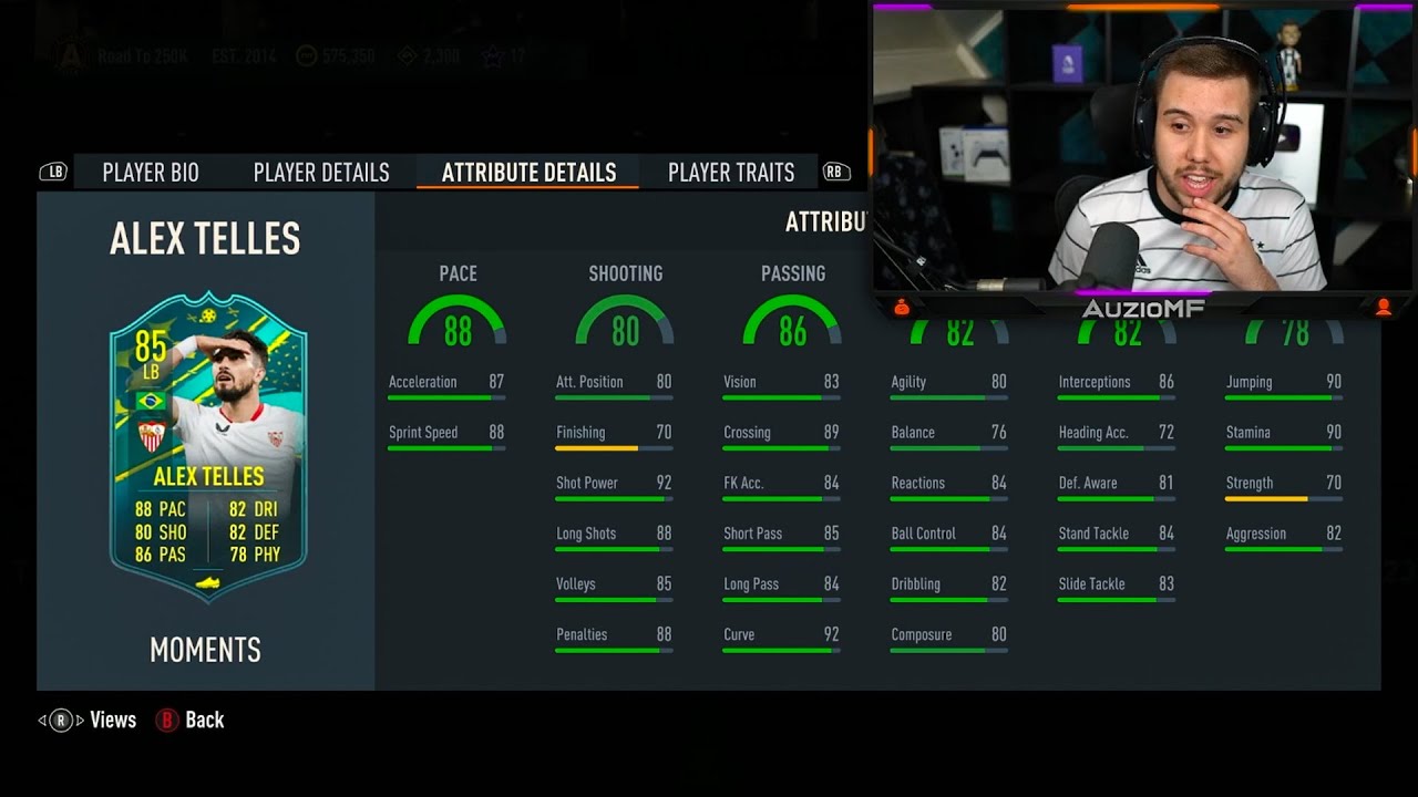 Auzio Reacts to NEW 85 Moments Alex Telles SBC