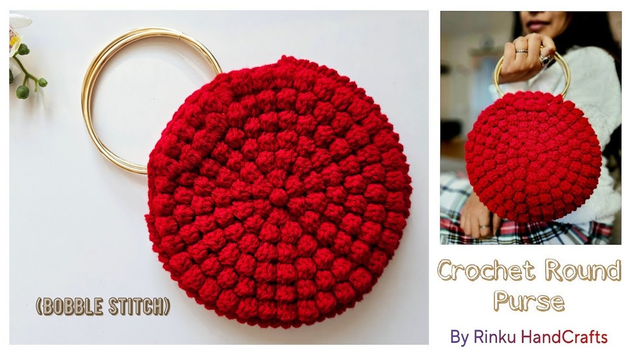 Classy Crochet Round Bobble Stitch Purse | Crochet Bobble Stitch Purse | Crochet Bubble Stitch Bag