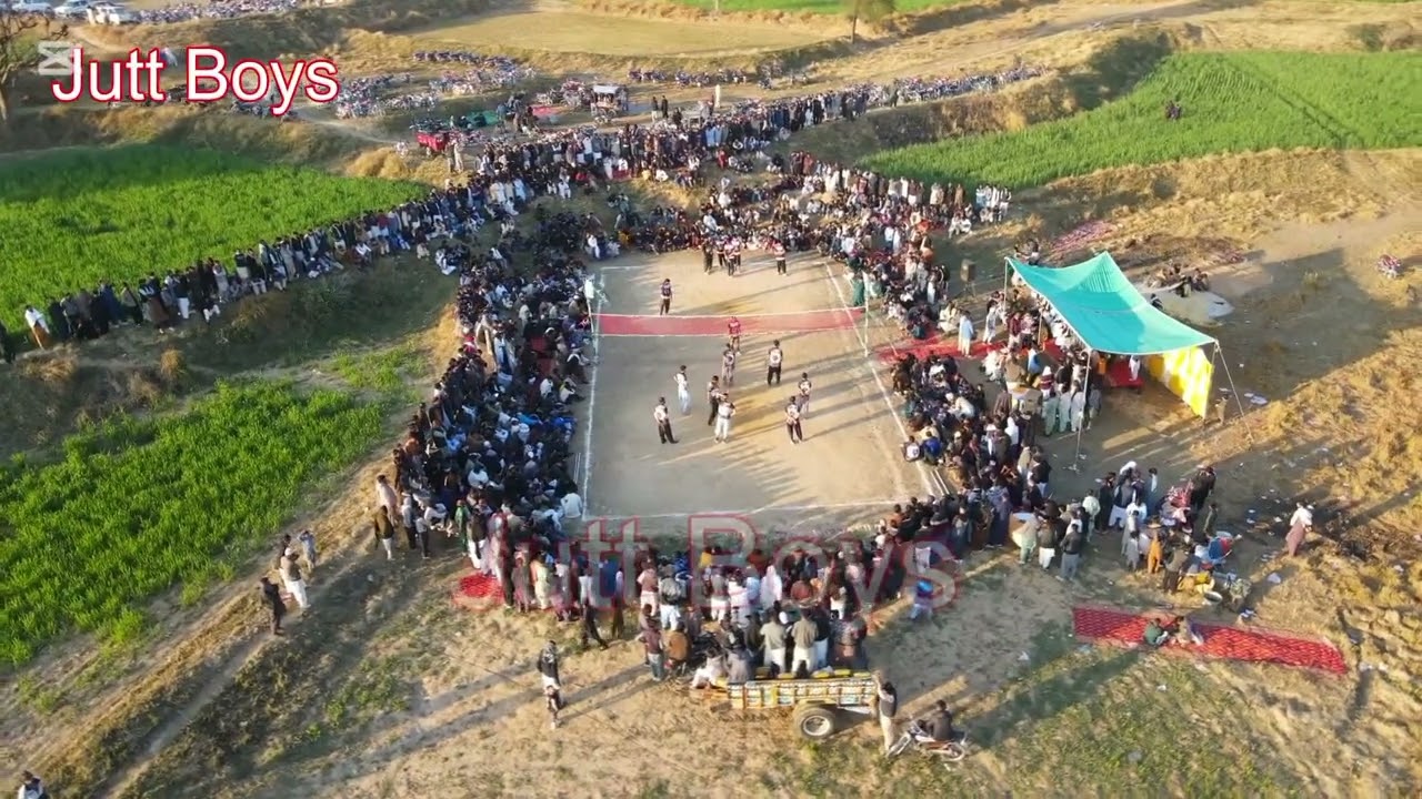 Drone View of jutt boys Shooting Volleyball Show match 