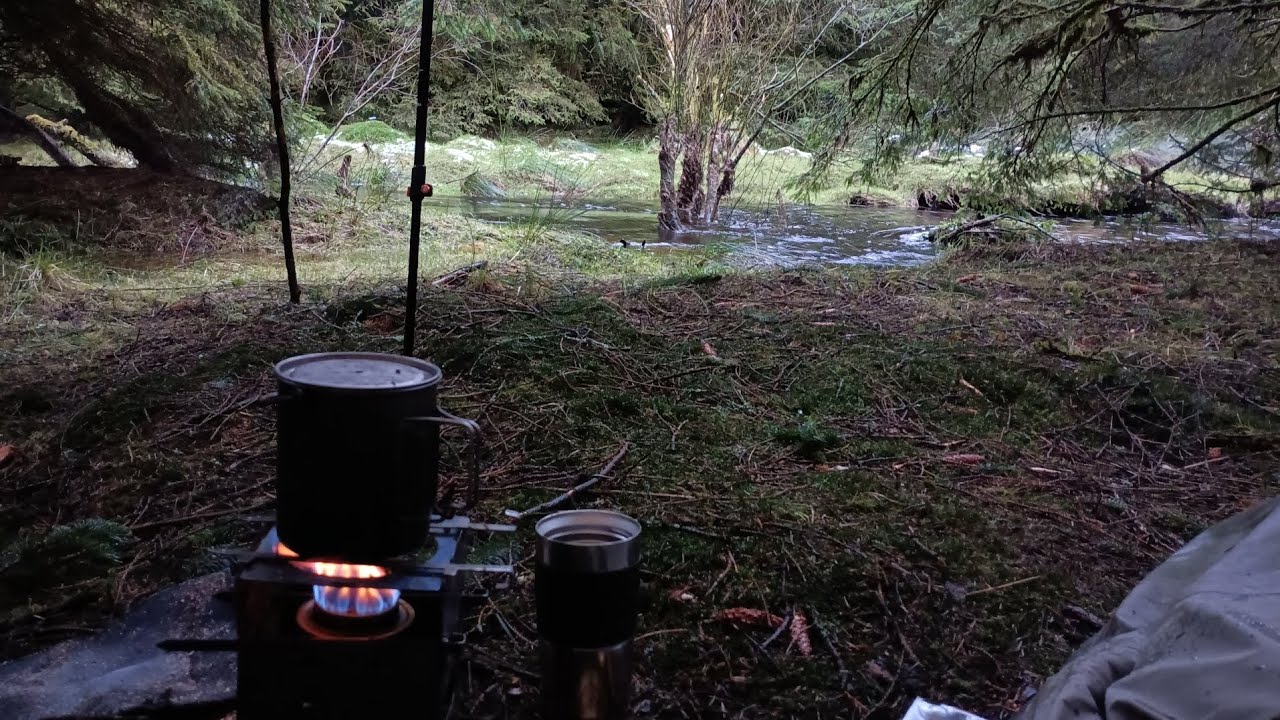 Sperrin Mountains|Winter camp by a river