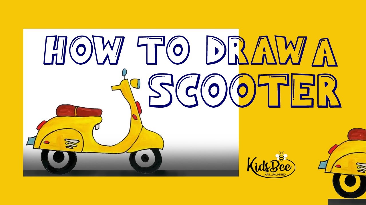 How To Draw A scooter Step by step | learn simple scooter drawing easy drawing to beginners