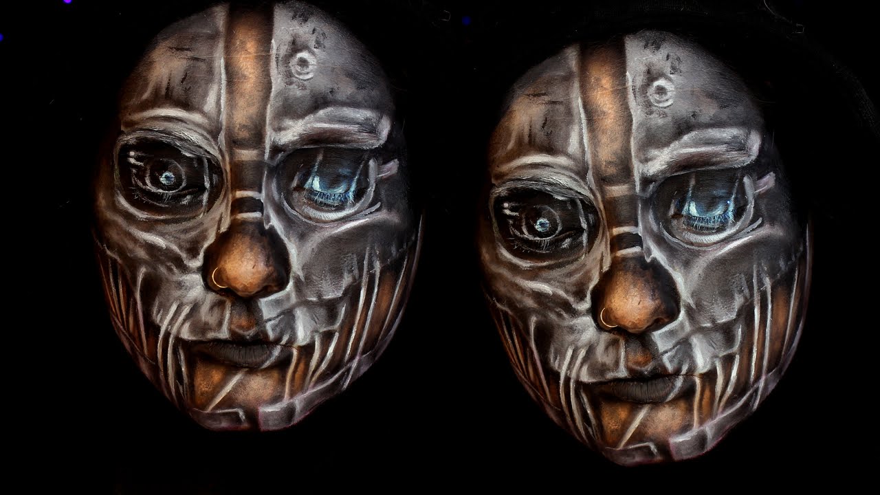 Dishonored Videogame Corvo Mask Halloween Makeup Tutorial | Jordan Hanz
