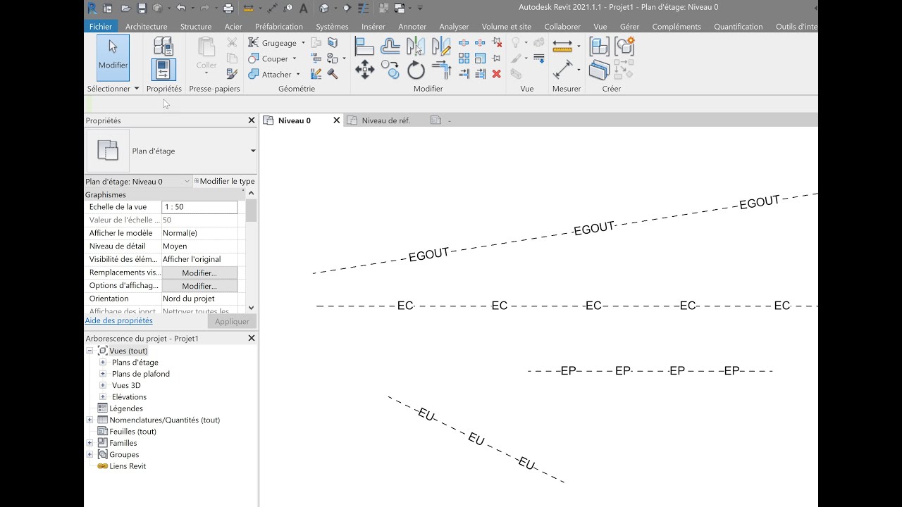 Ligne textuelle dans Revit