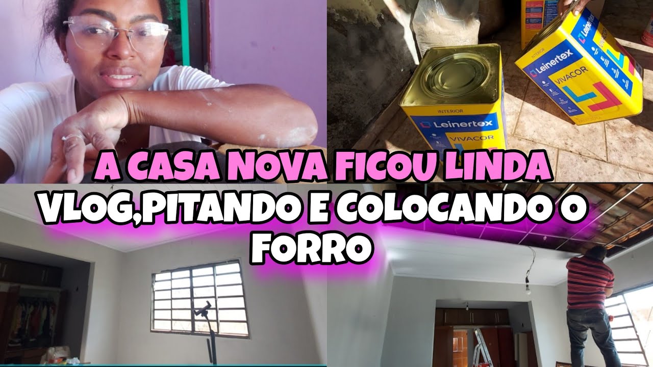 COMEÇAMOS A PINTAR A CASA NOVA Colocando O FORRO +LAVEI O TAPETE DA SALA