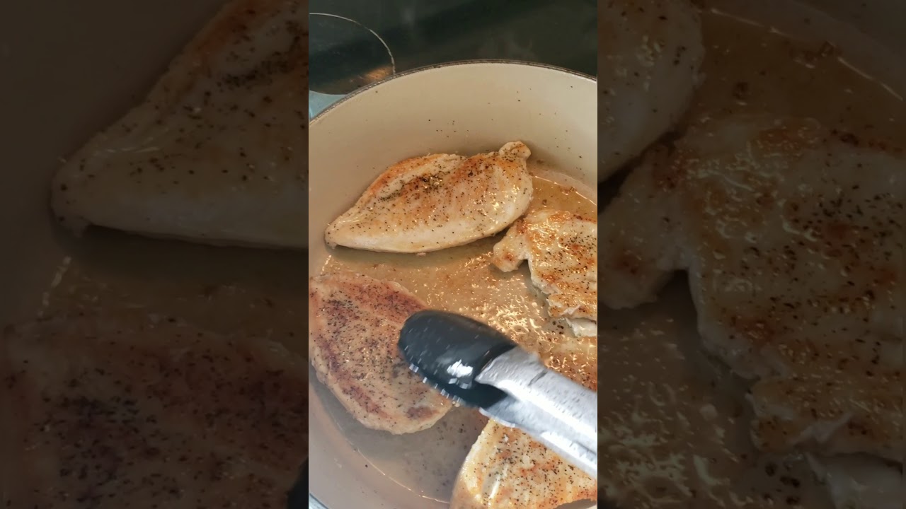 Pan Seared chicken with a basil pesto cream sauce