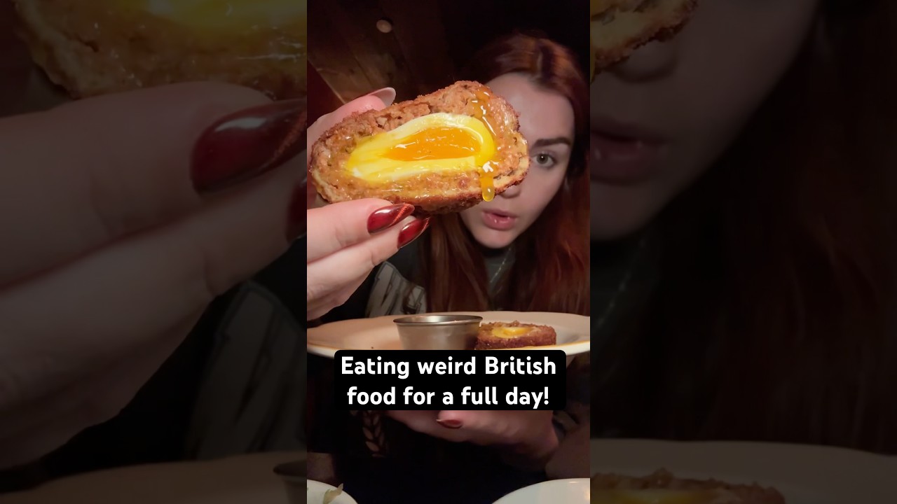 Only eating weird British food for a full day! #foodie #shorts #eating #uk #british #nycfood