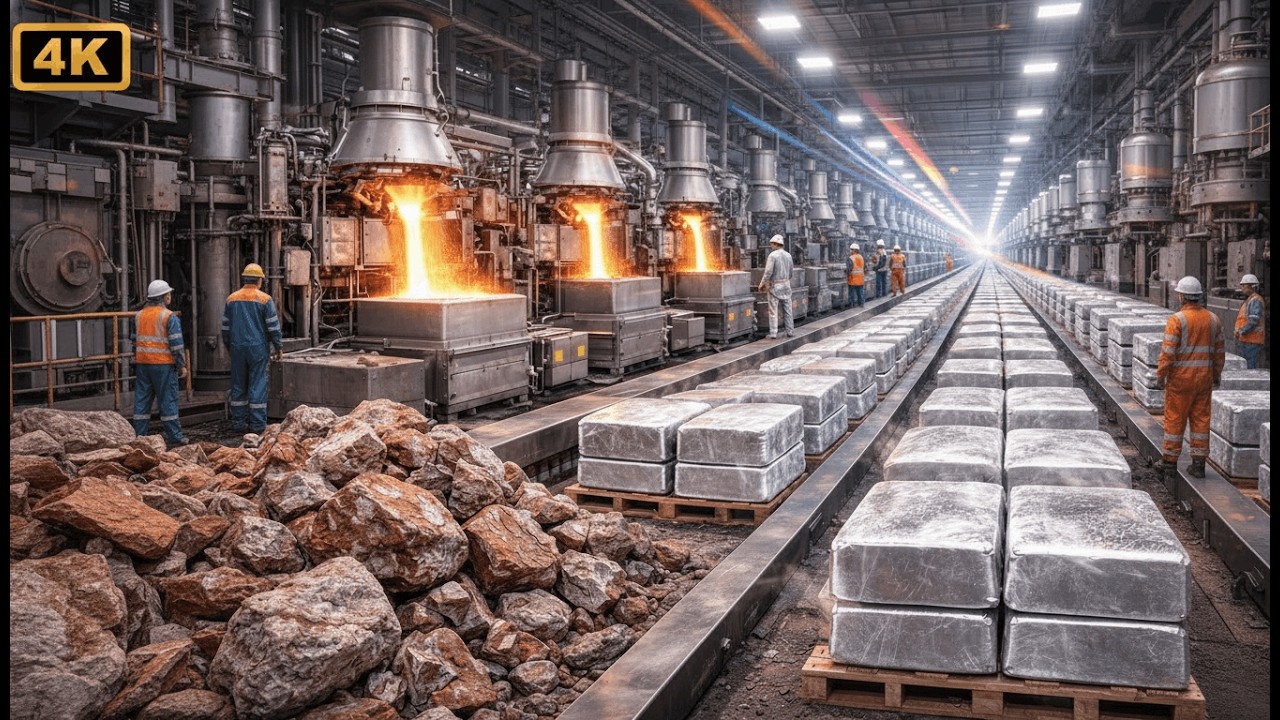 Inside a Giant Aluminum Smelting Plant | From Bauxite Ore to Molten Aluminum (Full Process)