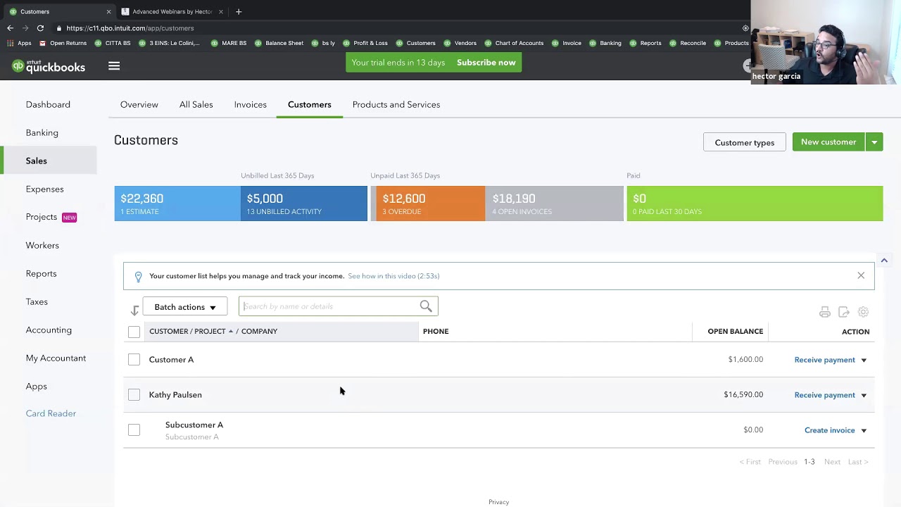 QuickBooks Online Tutorial: Projects vs  Subcustomers