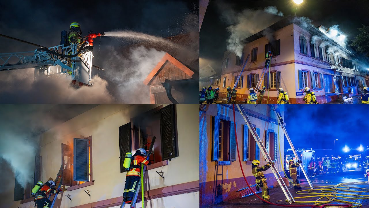 Alte Gaststätte in Flammen - Großeinsatz der Feuerwehren bei Gebäudebrand in Schriesheim am 26.10.25