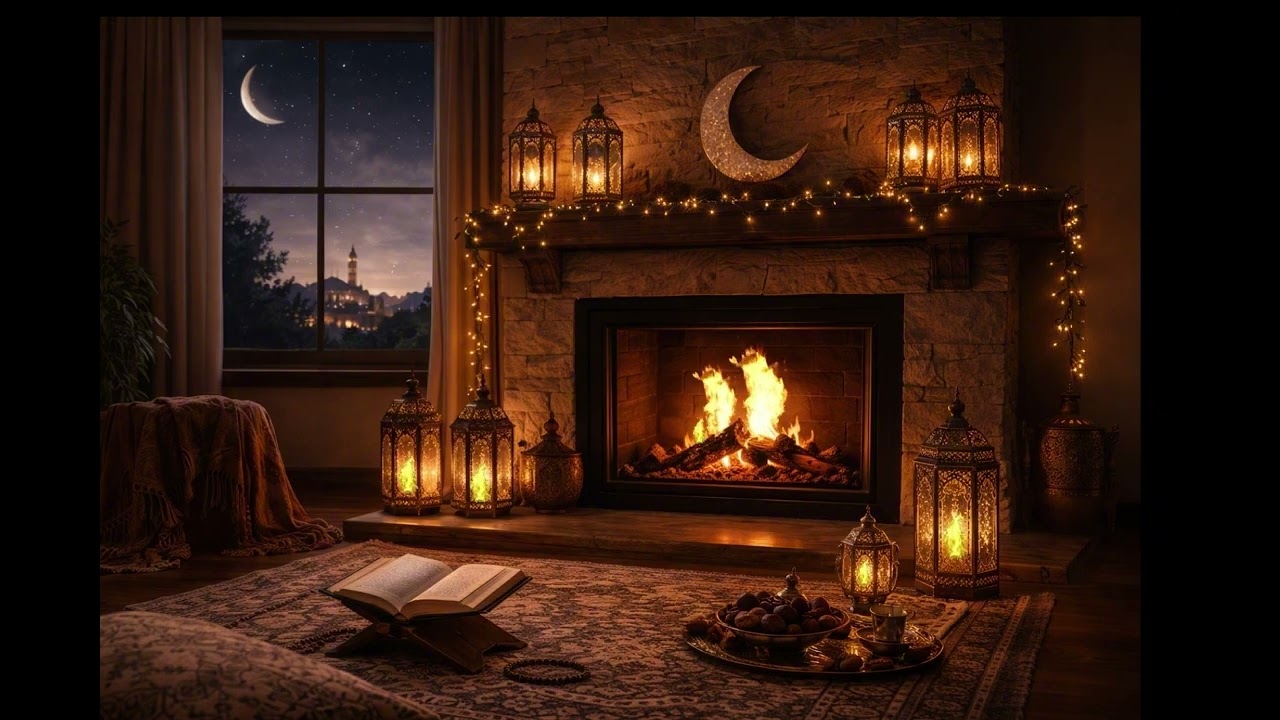 Peaceful Ramadan Nights Cozy Fireplace and Lantern Ambience 8 hours