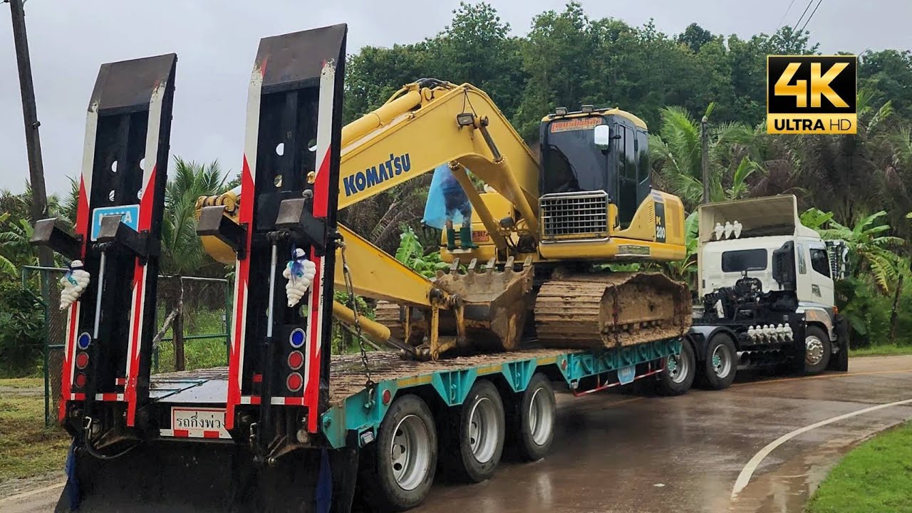 ไม่ไหวขอยอมแพ้ ⛈️⛈️⛈️ รถพ่วง HINO VICTOR FM2P 380 PS แต่งสวยเต็มพิกัด ลากแบคโฮกลับบ้านพายุถล่ม 👍👍👍