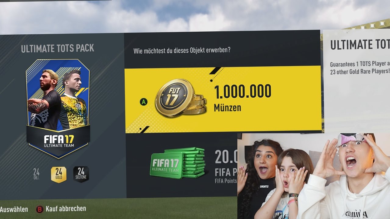 OMG 1.000.000 COINS TOTS PACK MIT FREUNDIN & SCHWESTER 😱⛔️ FIFA 17 PACK OPENING