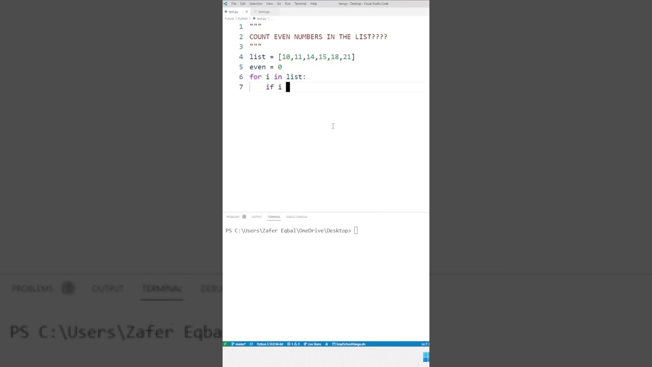 Count Even numbers in the list in python? #LearnCS #Coding #Python #DS #algo