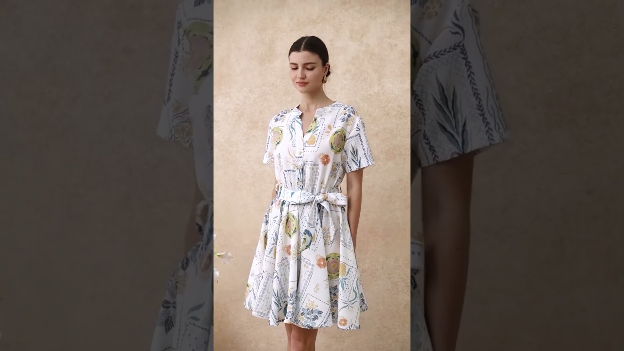 Fruit Paradise Printed V-Neck Flare Dress
