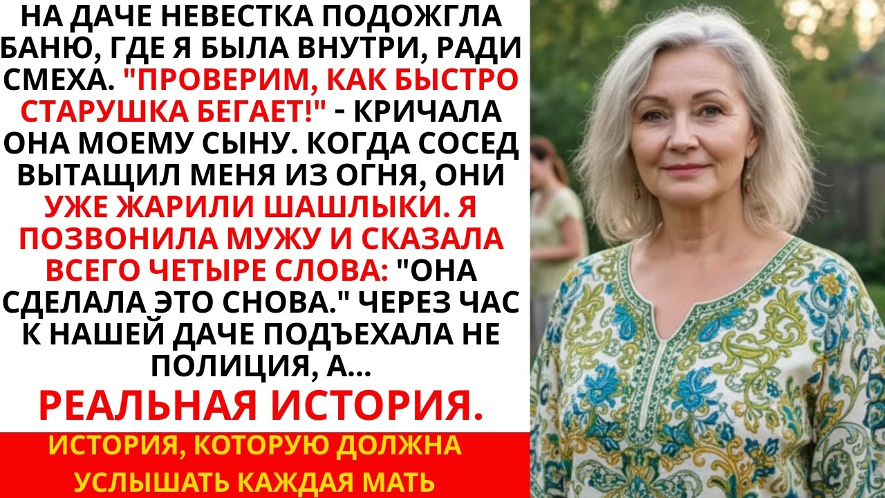 Сын с невесткой сожгли баню со мной внутри ради смеха… Но она не знала, КТО мой муж!..