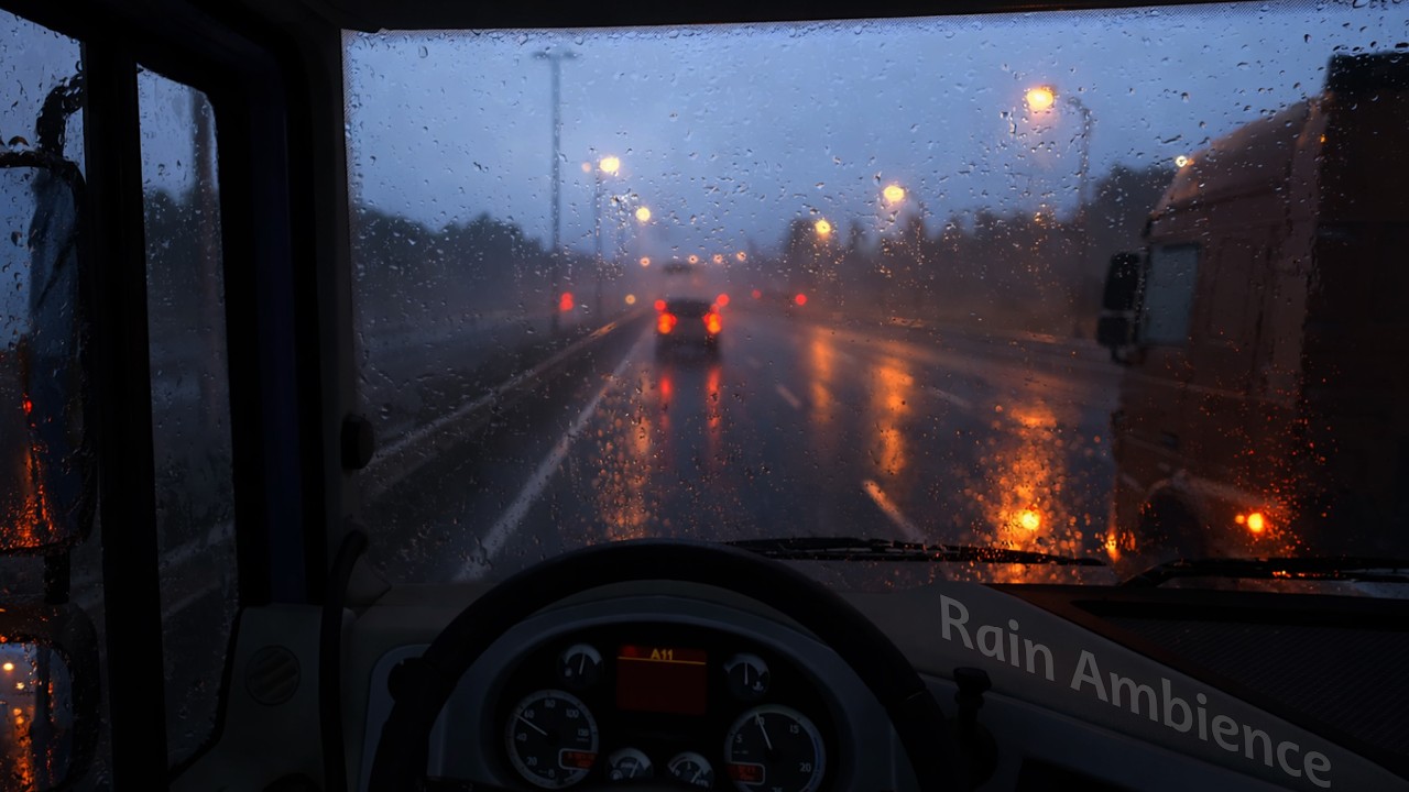 Deep Sleep Truck Drive in ETS 2 | Low Rumble Engine & Rain Sounds