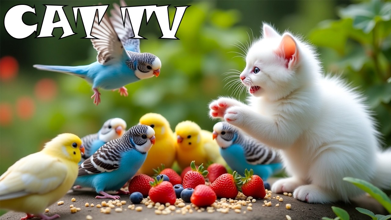 (NO ADS) 4K CAT TV 😸📸 Curious Birds Investigating Moving Leaves 🐦🌸 Keep Cats Focused & Calm