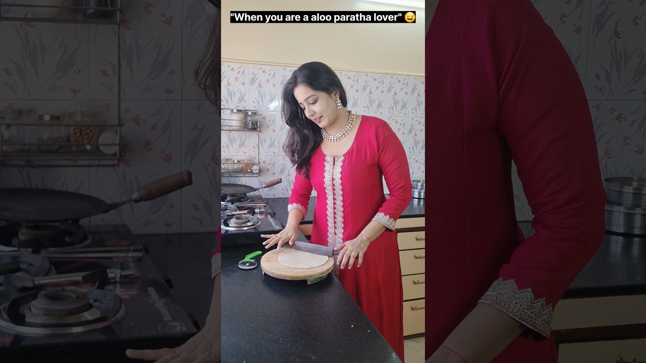 "6 layer perfect round aloo paratha new trick." 🤪😉🤣 