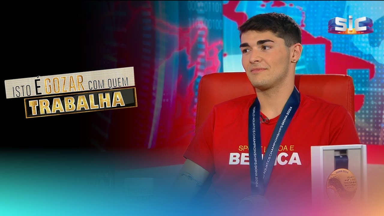 Diogo Ribeiro, campeão do mundo de natação, responde a curiosidade de Ricardo Araújo Pereira
