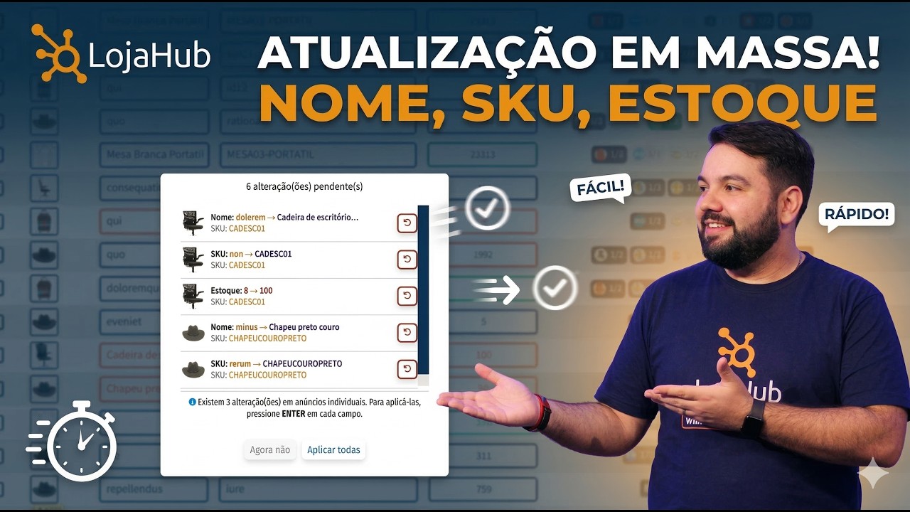 Nova forma de atualizar Nome, SKU e Estoque de produtos em massa pelo LojaHub