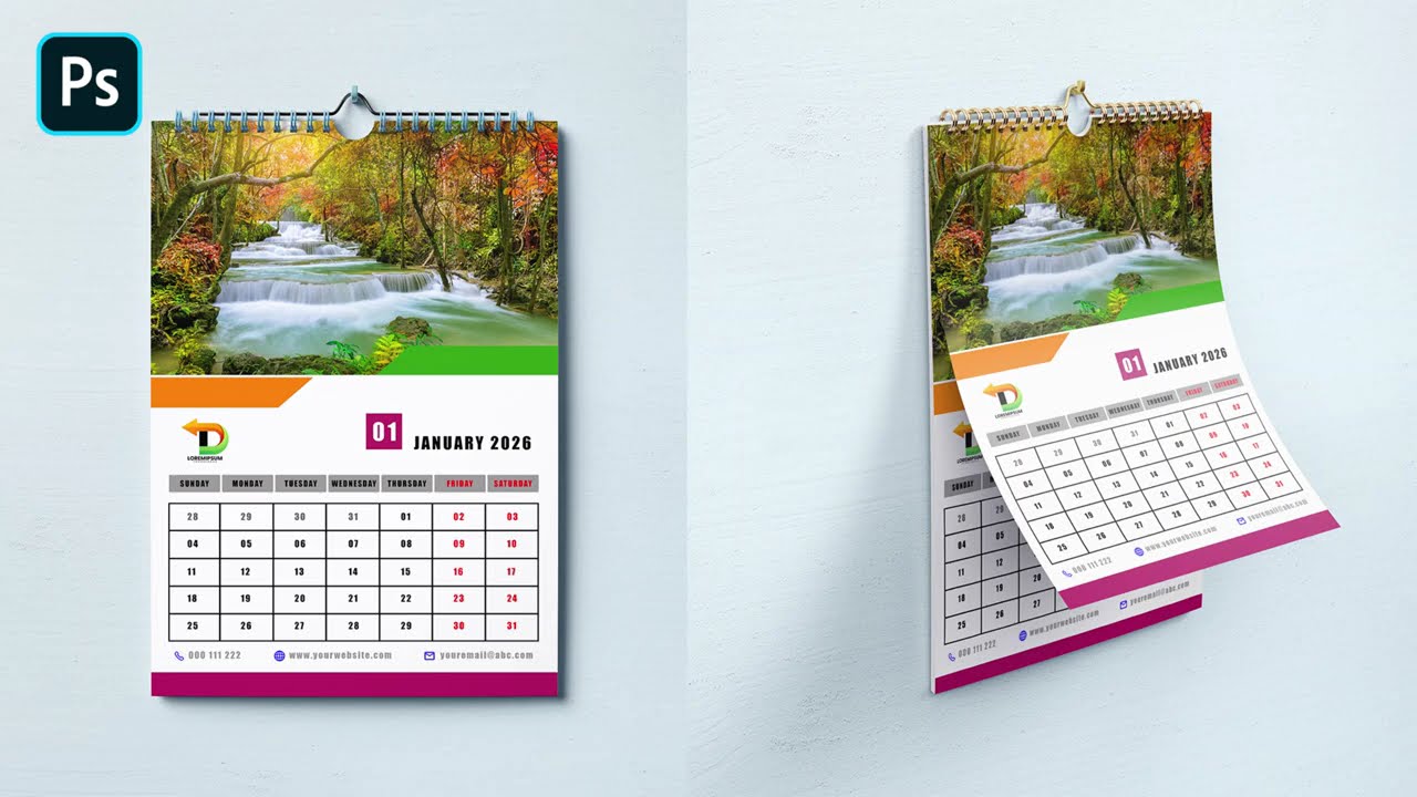Photoshop Calendar Design with Mockup | Easy Poster Calendar Tutorial