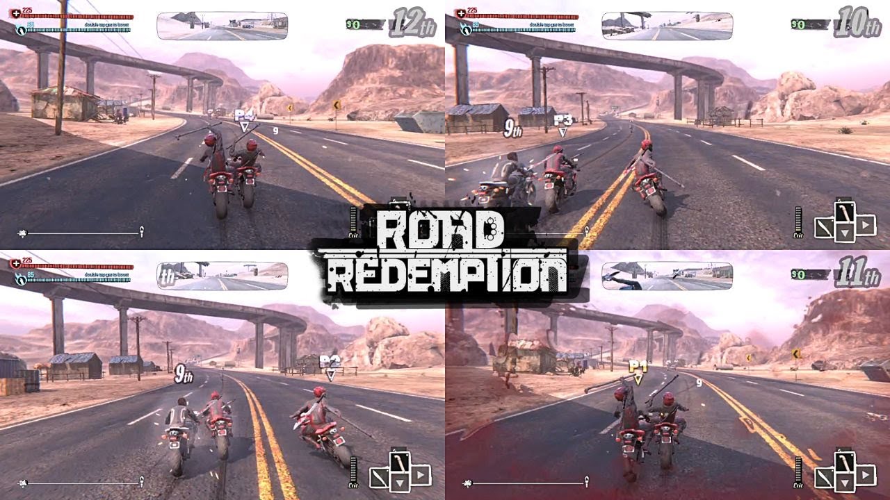 Road Redemption - Split-screen 4 player gameplay PC | Full HD - 2 Races