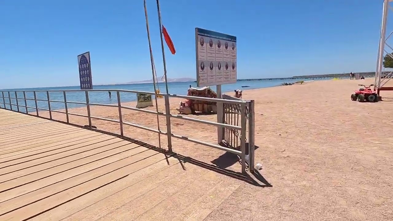 Sea Beach Aqua Park - Pool, Beach and Pier walkthrough, Nabq Bay, Sharm, Egypt, July 2023