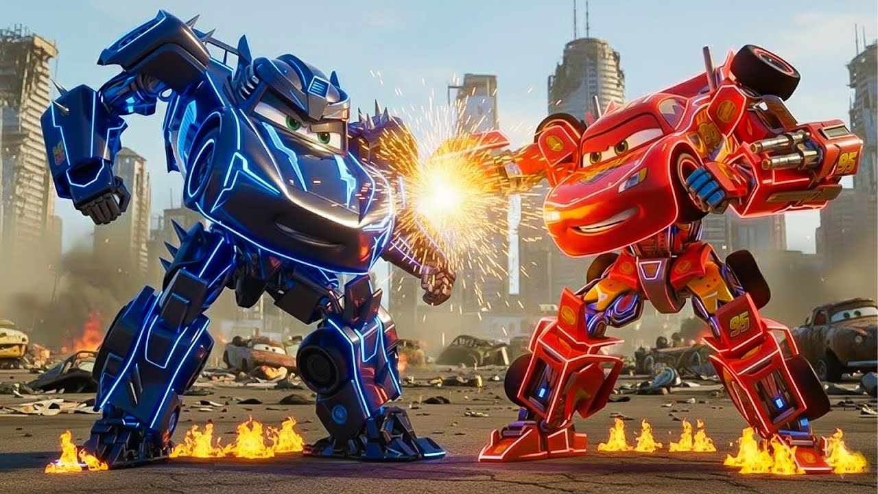 Epic Clash: McQueen Battles Robot in a Cinematic War - Amazing Transformation McQueen's in 2025