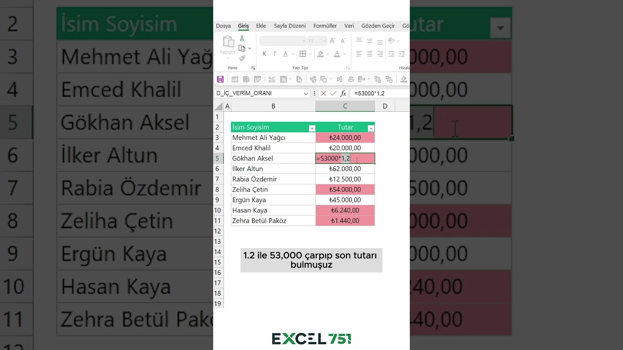 Excel'de Sadece Form&uuml;l i&ccedil;eren Verileri Toplama Nasıl Yapılır? #excel751 #excel