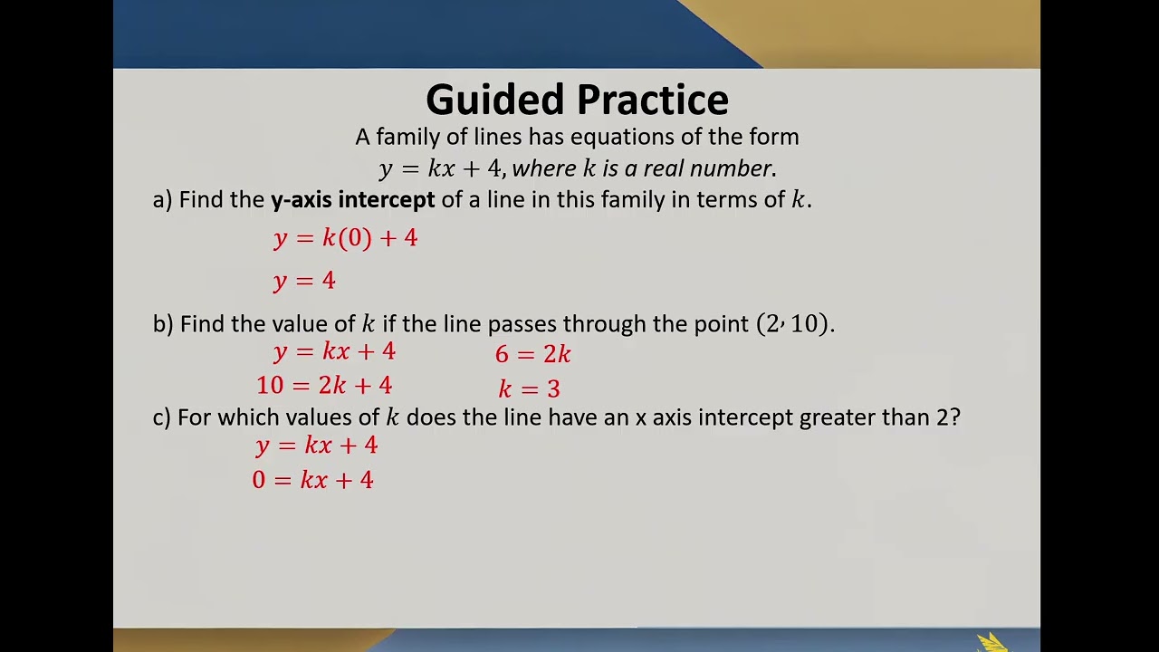 2F Unit 1 and 2 Methods Families of straight lines