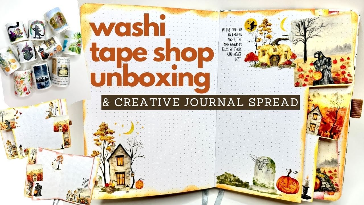 WASHI TAPE SHOP UNBOXING | CREATIVE JOURNAL PLAN WITH ME | DOT GRID JOURNAL LAYOUT