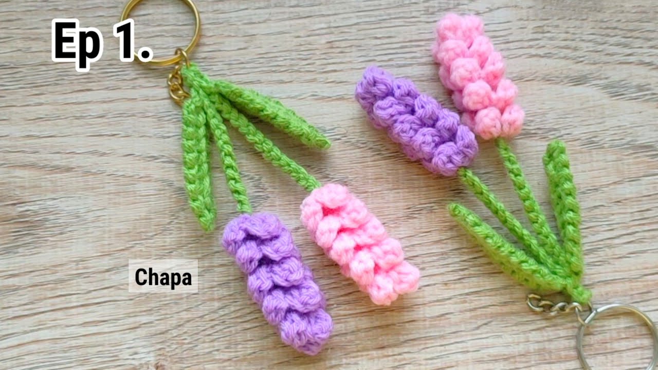 Ep1. Flower 💜 Crochet Lavender Flower Keychain Tutorial step by step #crochet #crochettutorial