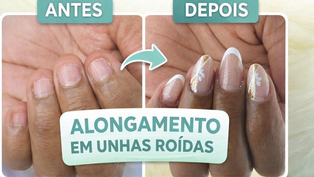 Alongamento em unhas roídas para iniciantes / passo a passo 