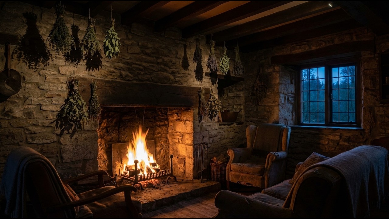 CELTIC ANCIENT HEARTH | 3 HOURS of Crackling Fire & Soft Harp