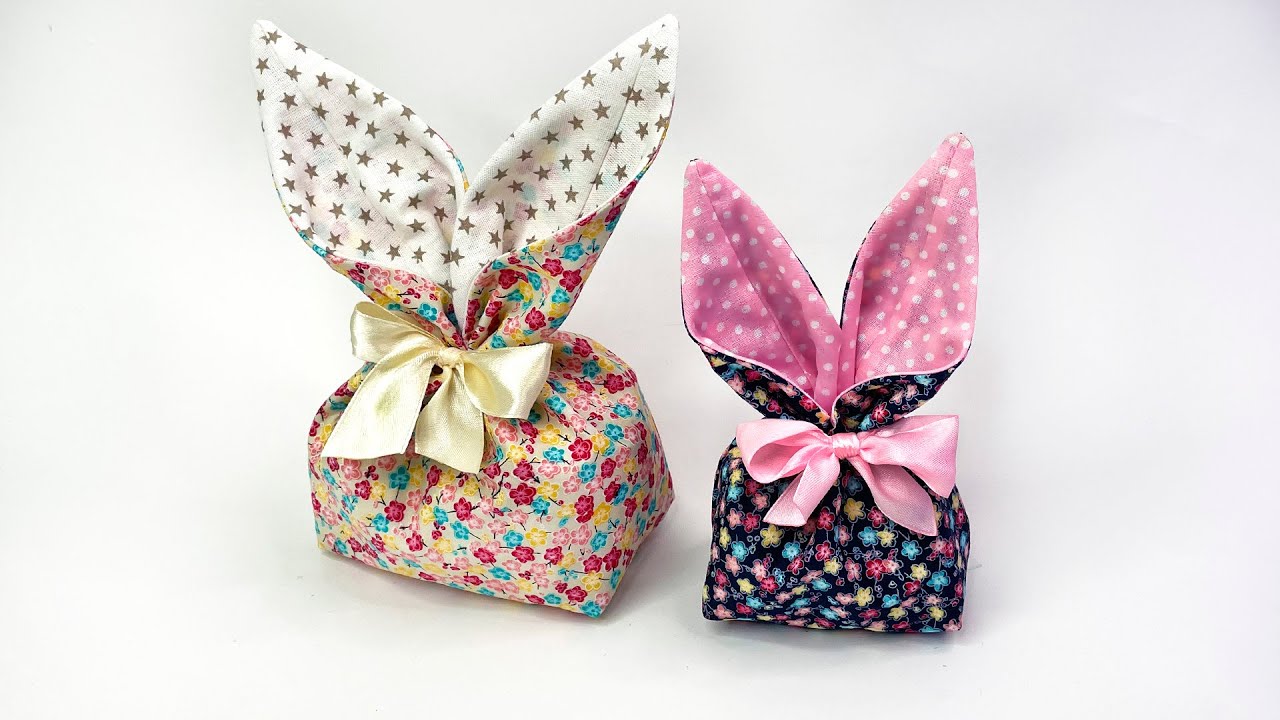 How to easily sew a bunny ear pouch // Fabric bunny bag