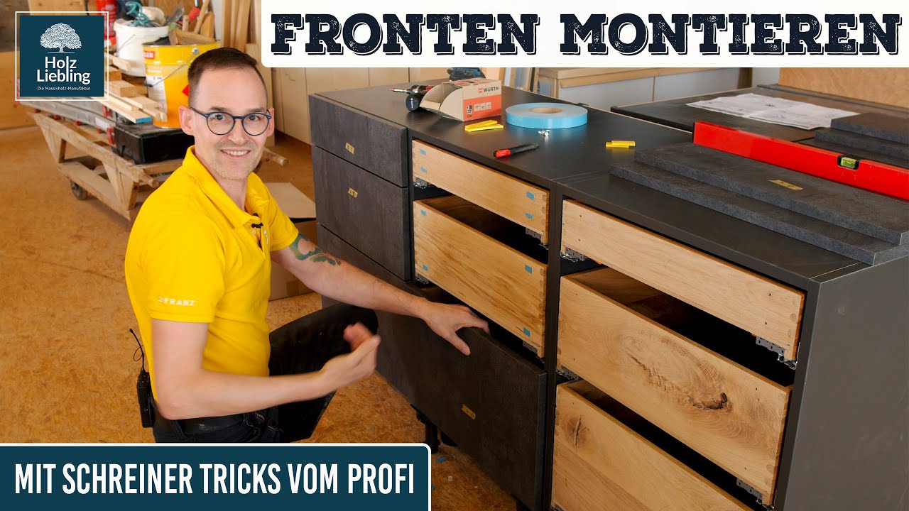Schubladen Fronten montieren - mit Tricks vom Schreinermeister | Holz-Liebling Küchen Doku Teil 8