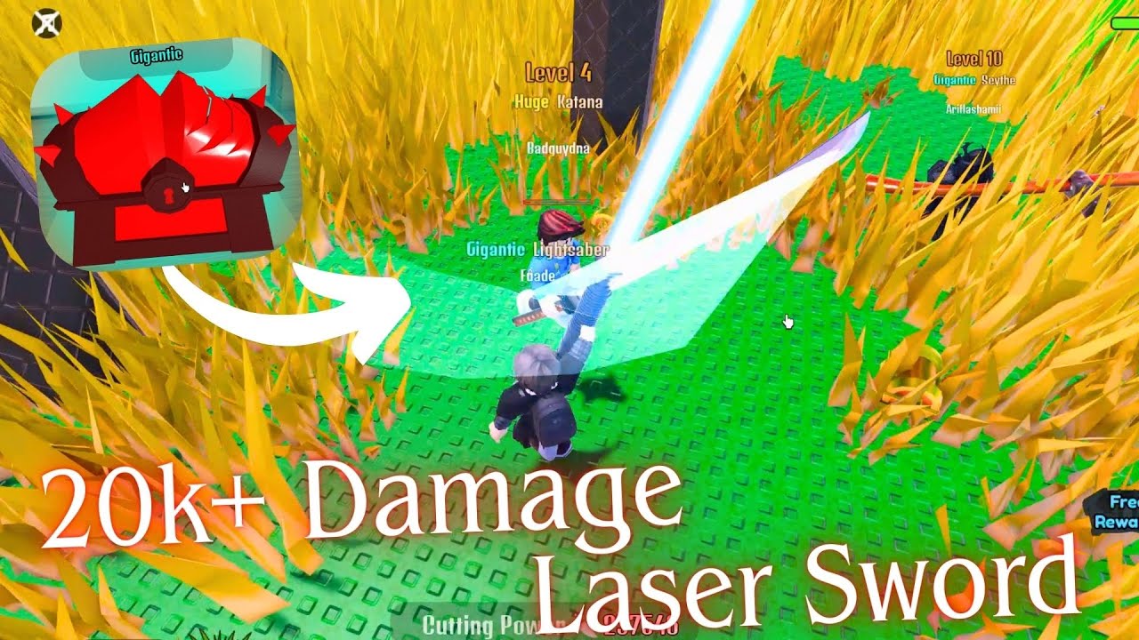 Roblox: Cut Grass - I Got the Strongest 20k+ Damage Laser Sword!!!