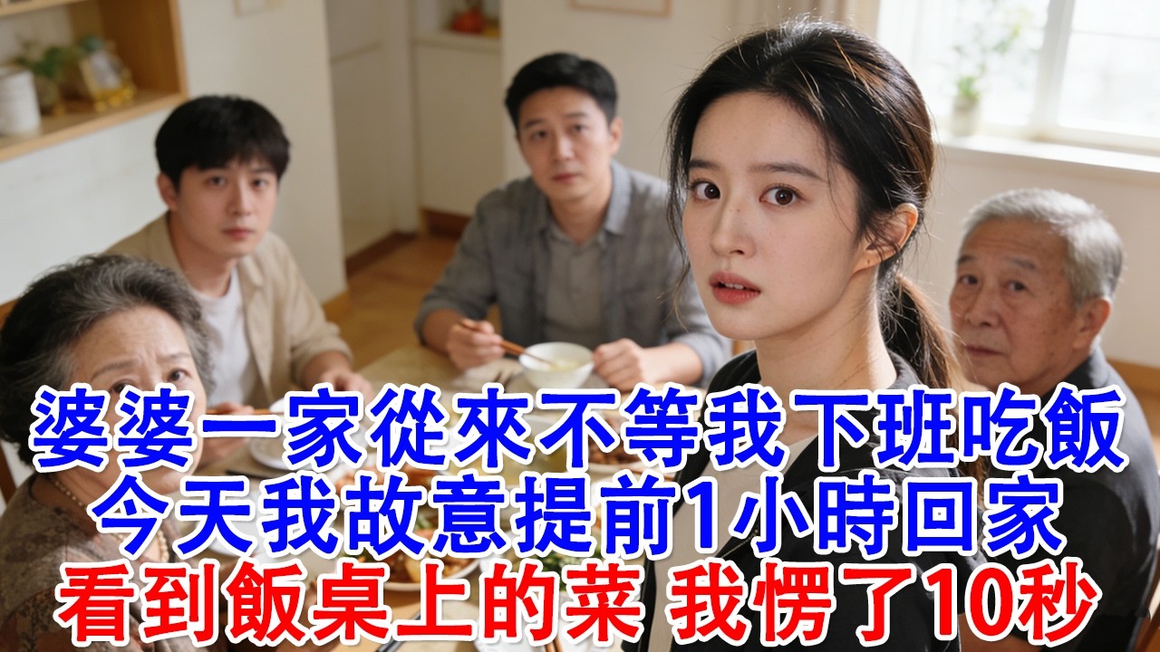 【完結爽文】婆婆一家從來不等我下班，就吃飯，今天我故意提前1小時回家，看到飯桌上的菜，我愣了10秒#婆媳 #情感故事 #為人處世 #故事 #家庭倫理 #老年生活 #健康 #养生 #短剧 #晚年生活