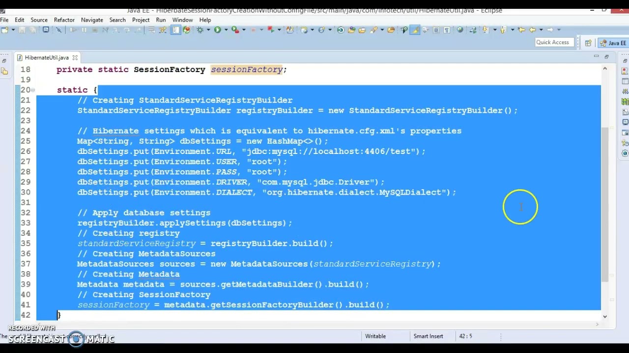 03 3 Create SessionFactory in Hibernate5 without hibernate cfg xml