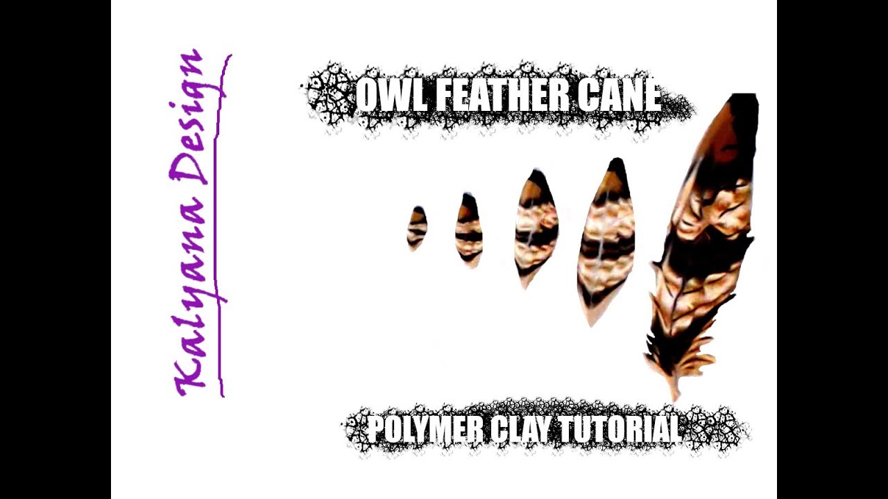 Owl feather cane - feather canes part 1 polymer clay tutorial 076