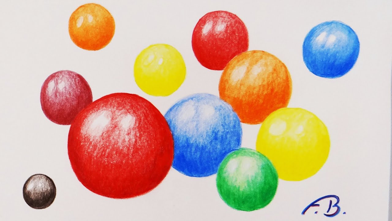 Drawing with Colored Pencils ; Spheres