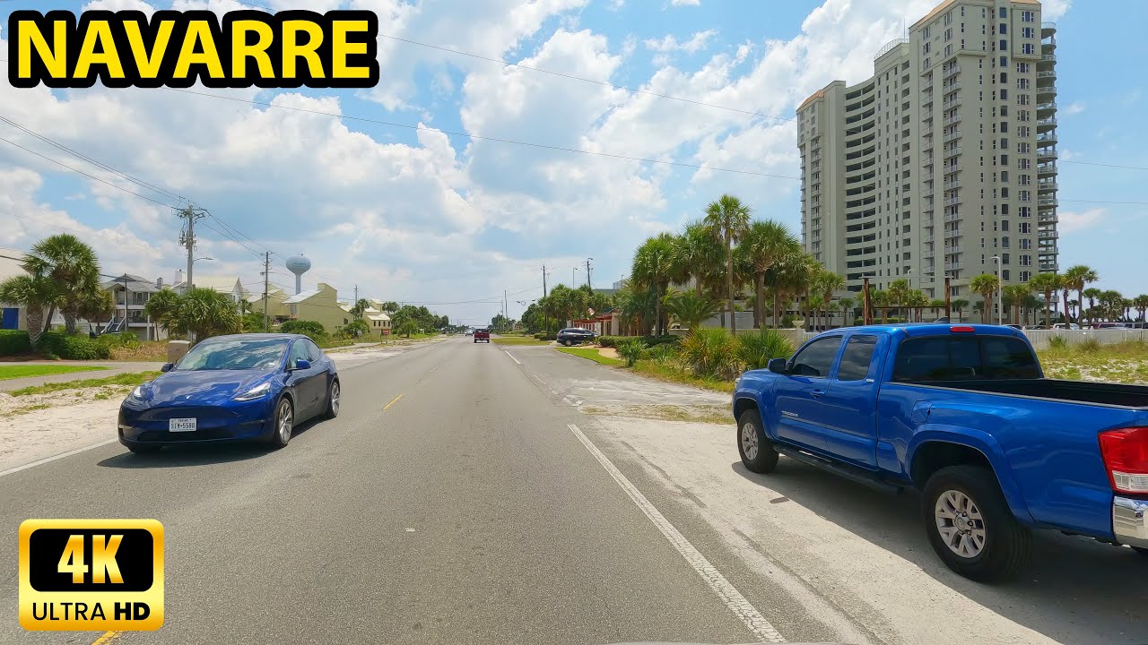 Navarre Beach Florida Driving Through