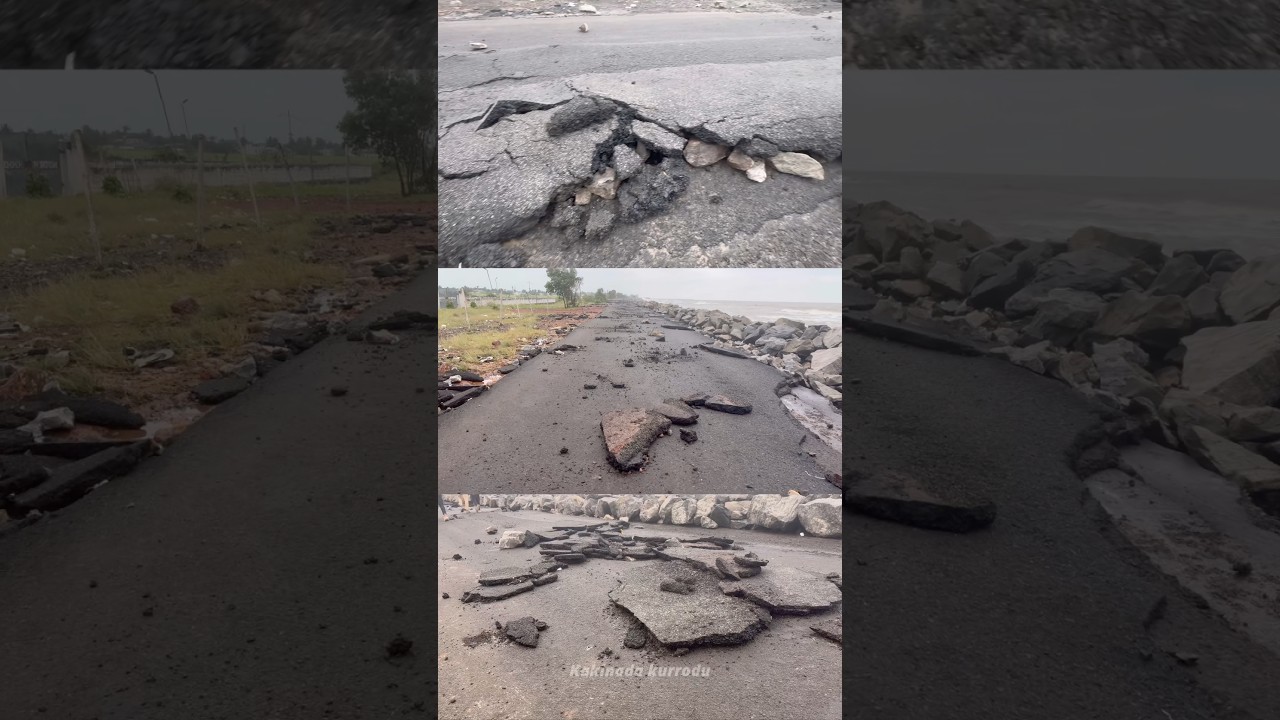 Montha cyclone effects kakinada beach road #monthacyclone #cyclone #beach #kakinada #ytshorts