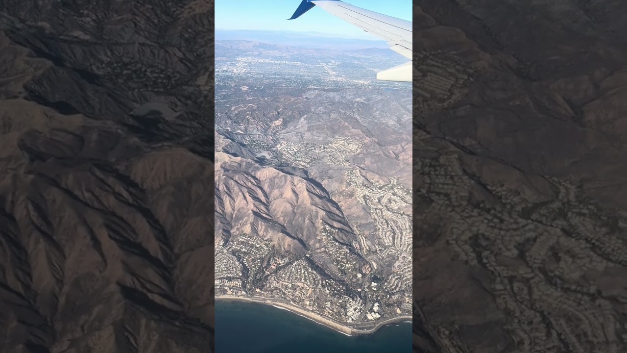 Palisades Fire Burn Area Flying into LAX 1/14/25