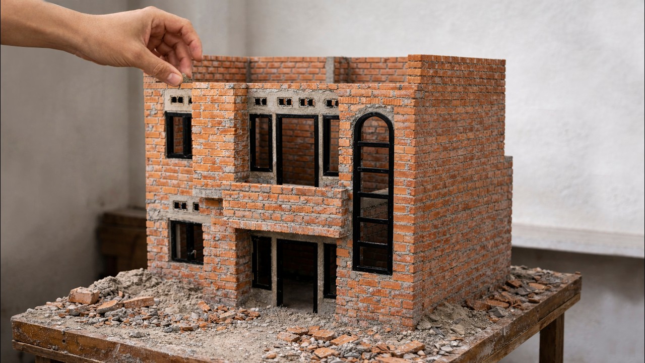 I Built a 2-Story Mini Brick House Using Tiny Bricks