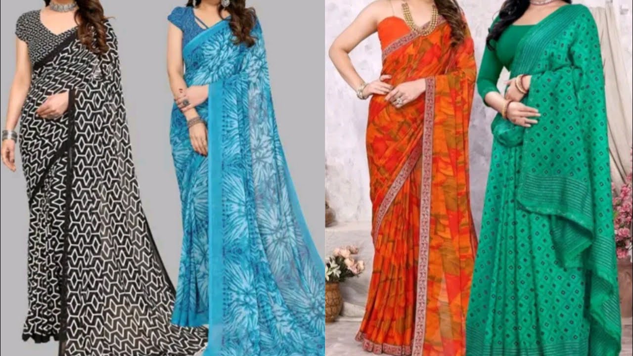 Pack of-2 New Arrival Latest Georgette Printed Saree with unstitched Blouse Piece |@AllShoppingLinks